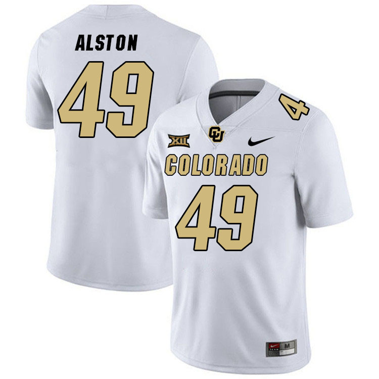Colorado Buffaloes #49 Taijh Alston Big 12 Conference College Football Jerseys Stitched Sale-White